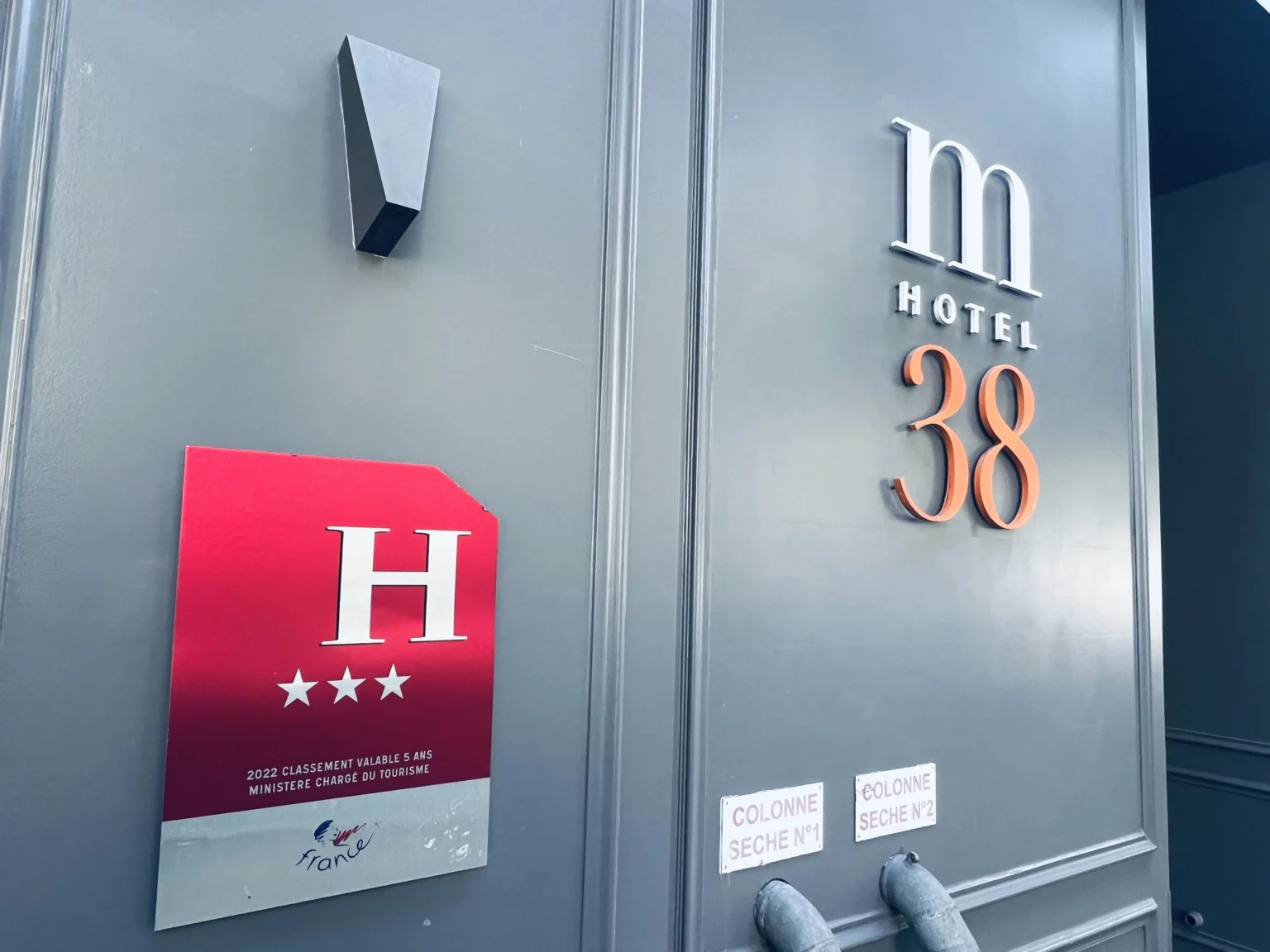 Enseigne 3 étoiles de l'Hôtel Magenta 38 à Paris