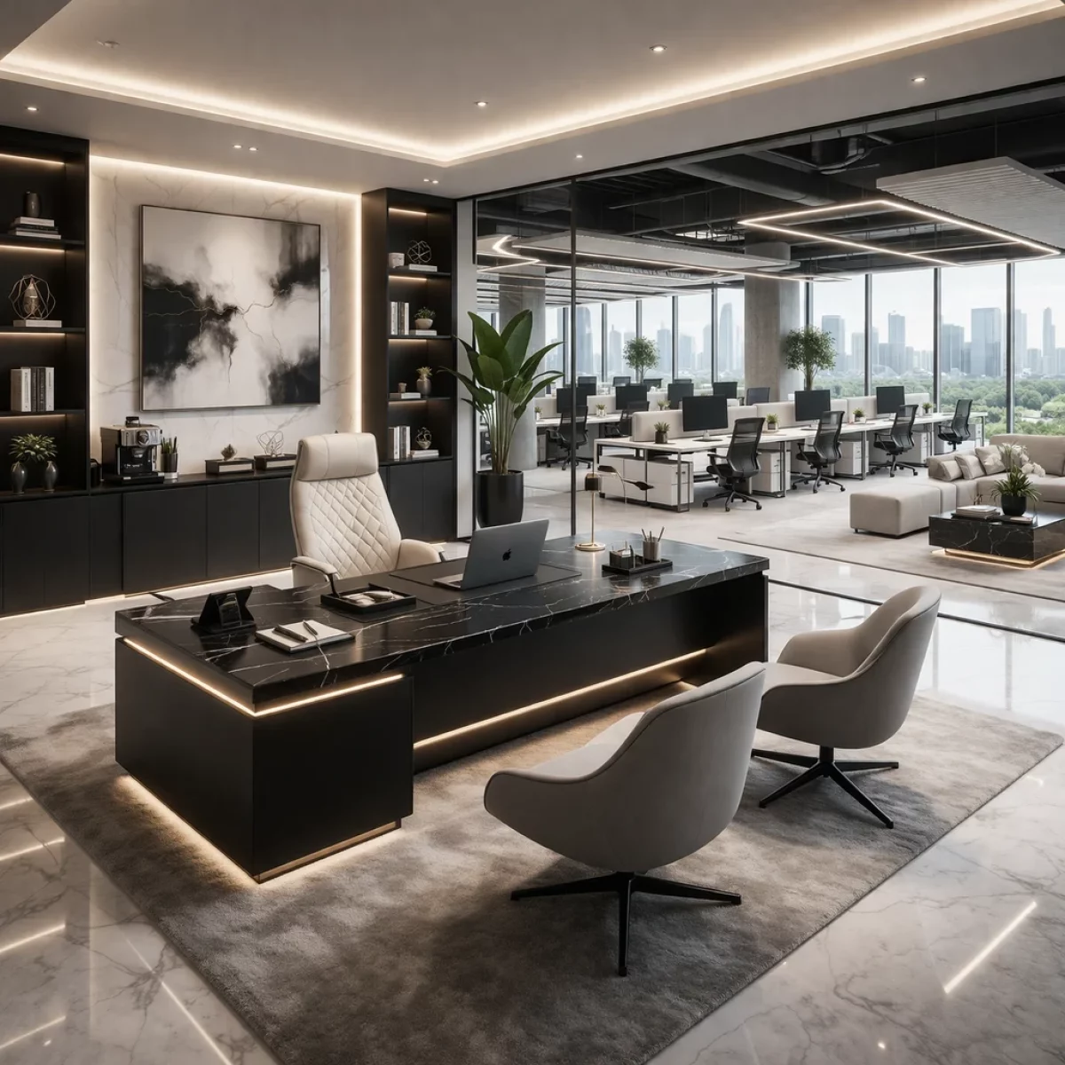 rénovation de bureau moderne haut de gamme